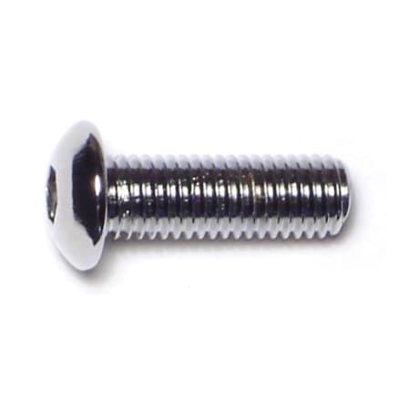 Midwest Fastener 1/4"-28 Socket Head Cap Screw, Button, Chrome Plated Steel, 3/4 in Length, 10 PK 74225